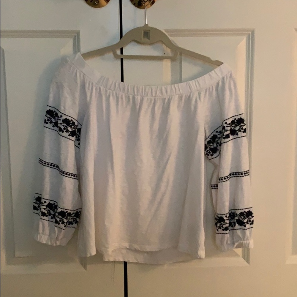 White and Black Off the Shoulder Top